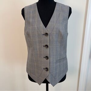Pendleton Gray Plaid Women's Virgin Wool Vest - Tailored Four-Button Size 4
